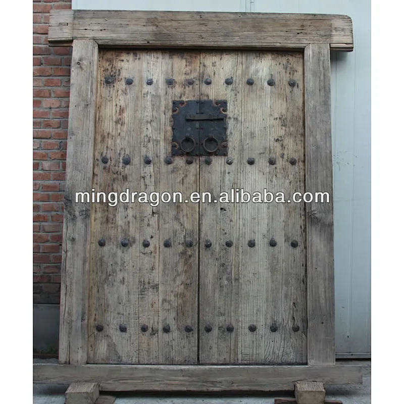 Chinese natural elm wood folding antique doors