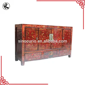chinese antique dongbei painted furniture-old classical living room cabinet