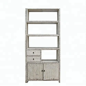 Solid Wood Chinese distressed vintage reproduction display shelf