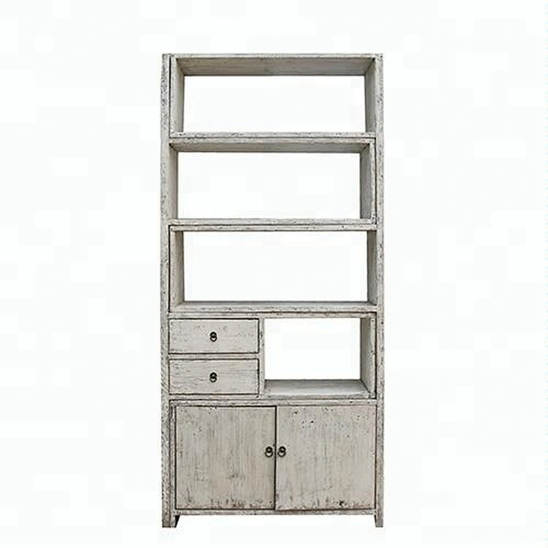 Solid Wood Chinese distressed vintage reproduction display shelf