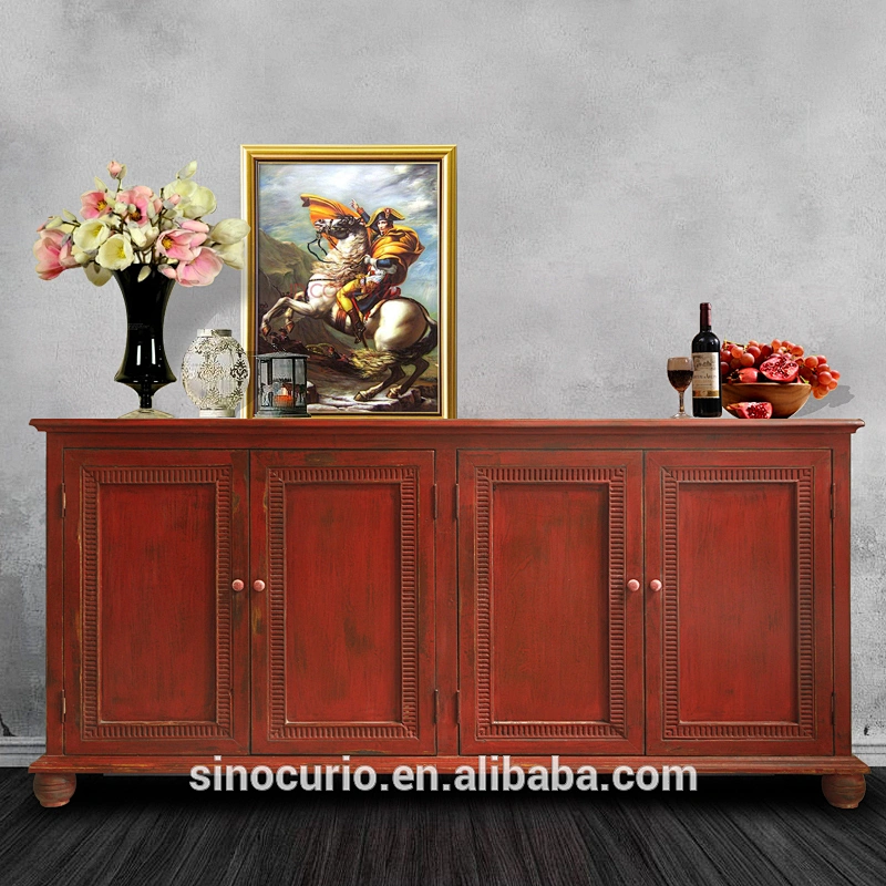 European antique wooden hand carving sideboard cabinet furniture
