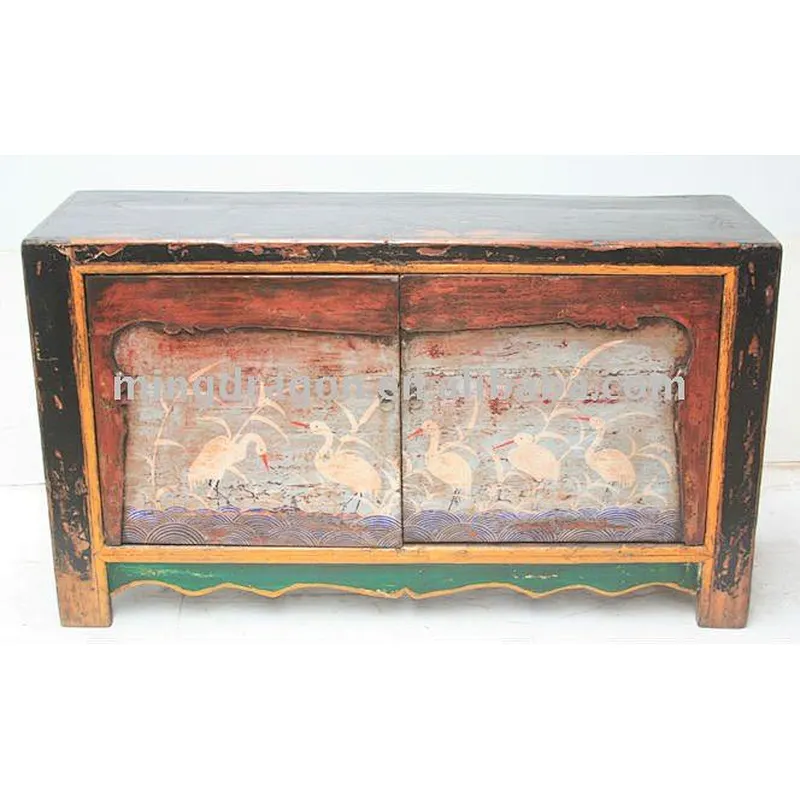 Chinese Mongolia Antique Furniture Painting Cabinet