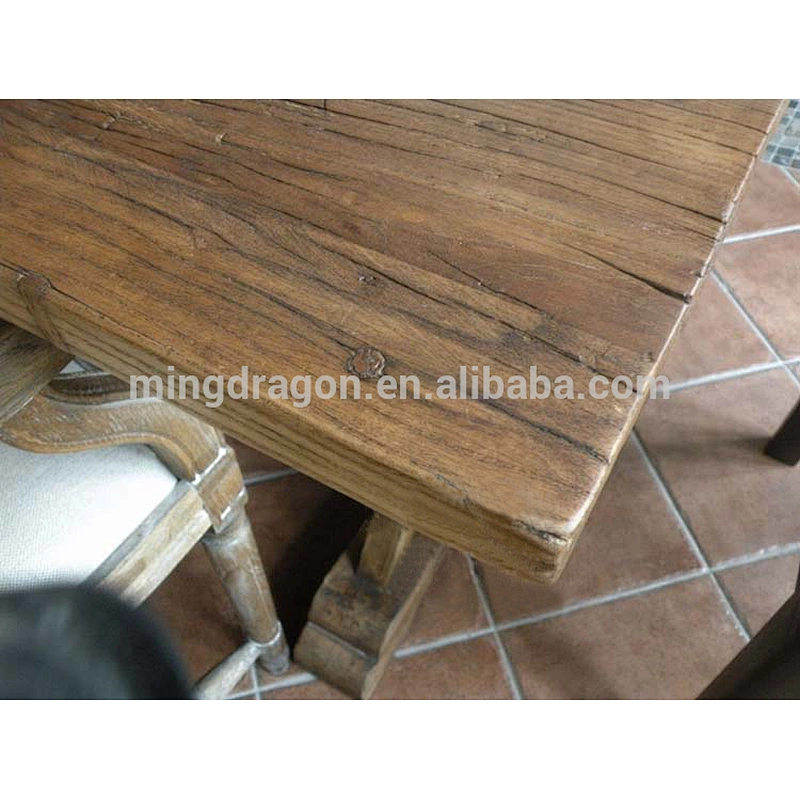 wholesale furniture china Chinese antique solid wood dinning table set reclaimed wood table top
