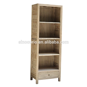 Chinese antique wooden shelves rustic natural polished wood book shelf