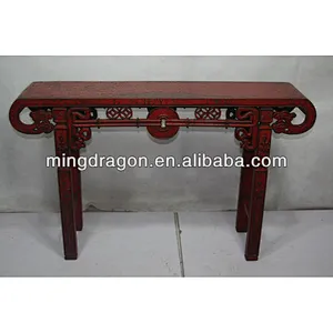 Chinese antique red solid wood carved console table