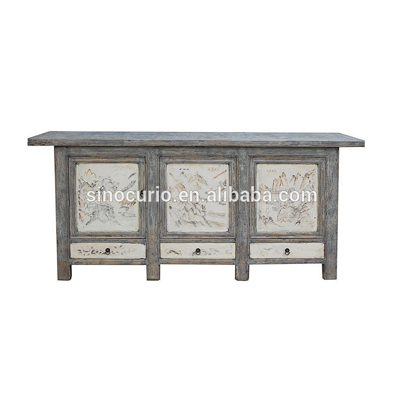 Chinese unfinished antique buffet cabinets sideboards furniture classic sideboards for wholesale