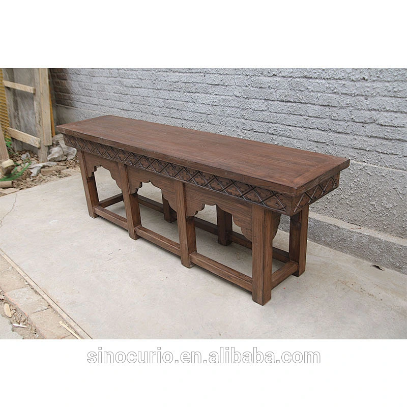 Reproduction Chinese vintage hand carved solid wood pine furniture living room benches