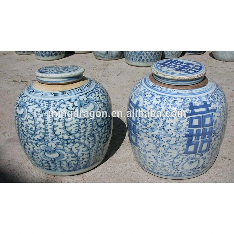 Antique porcelain blue and white container