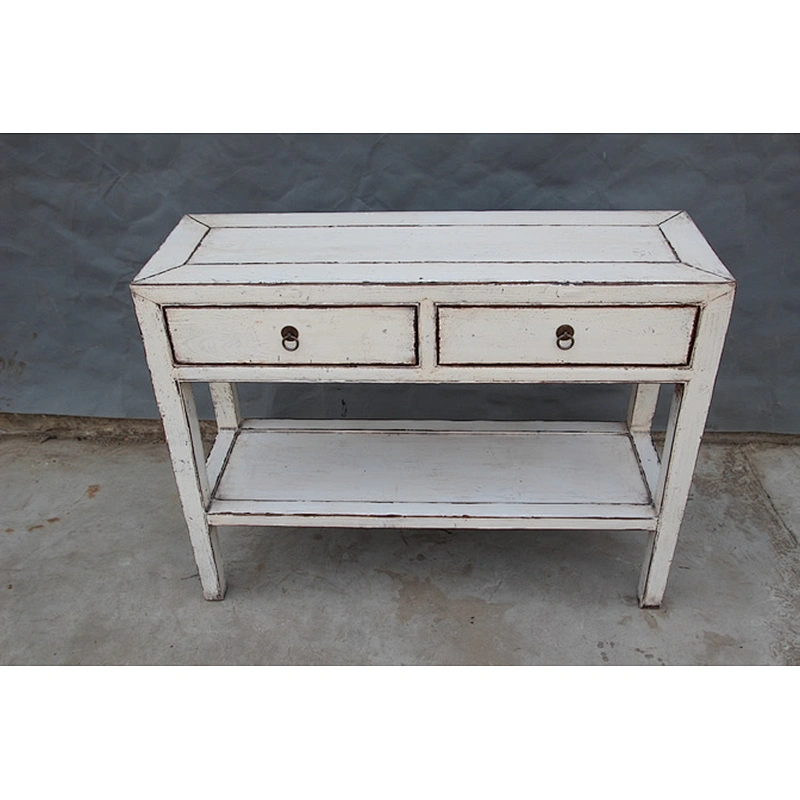Chinese antique style wood hand carved console table with storage drawers