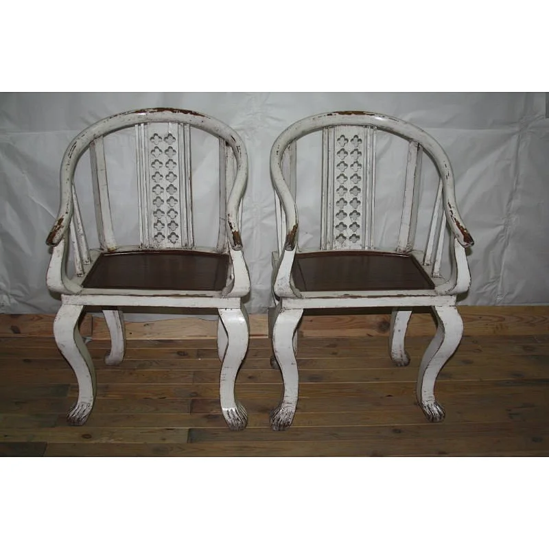 chinese antique furniture pine wood blue/white chair/armchair