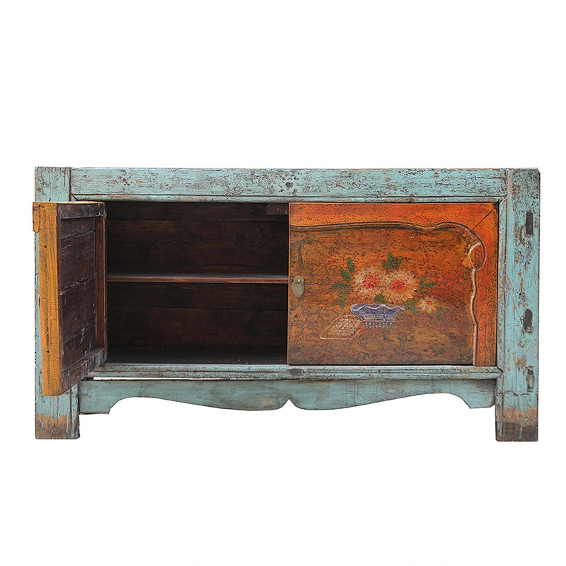 Asian antique hand paint lacquer sideboard furniture shoe cabinet for wholesale
