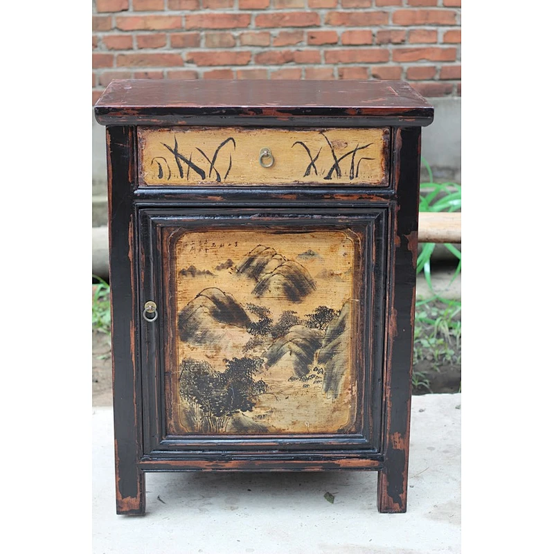 Chinese antique reproduction cabinet oriental painted storage furniture