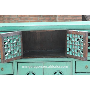 Chinese wooden antique painted rustic sideboard cabinet furniture
