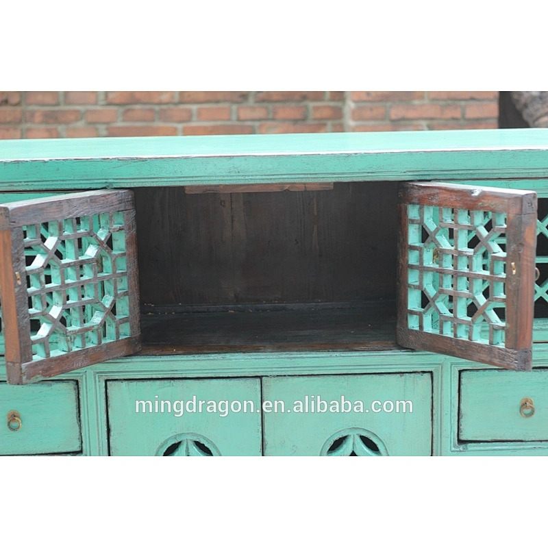 Chinese wooden antique painted rustic sideboard cabinet furniture