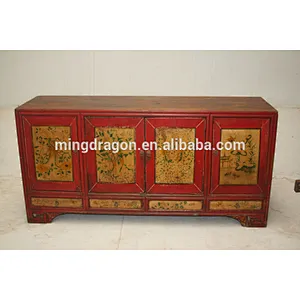 Recycle wood furniture antique painting cabinet