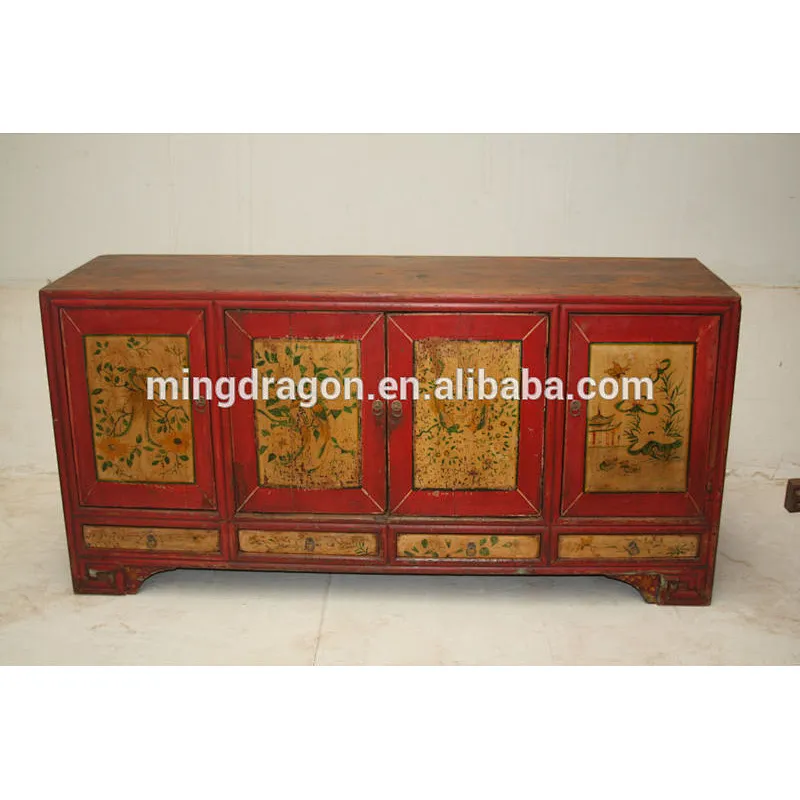 Recycle wood furniture antique painting cabinet