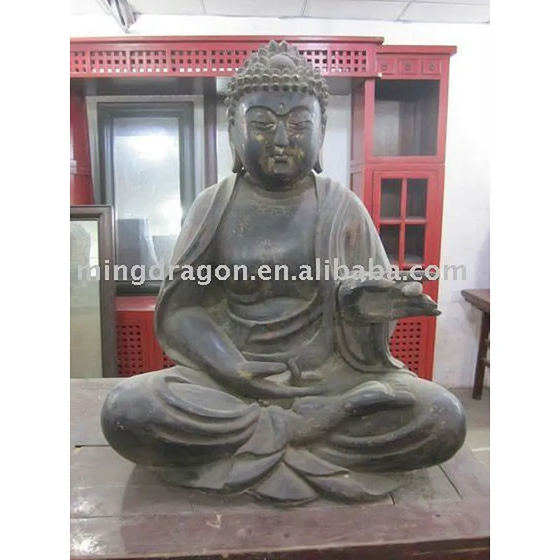 Antique Chinese Hand Carved Wooden Buddha Statue