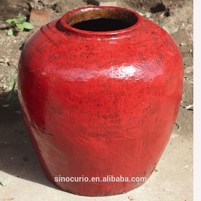 Chinese Vintage Wooden Antique Indoor Round Flower Pots