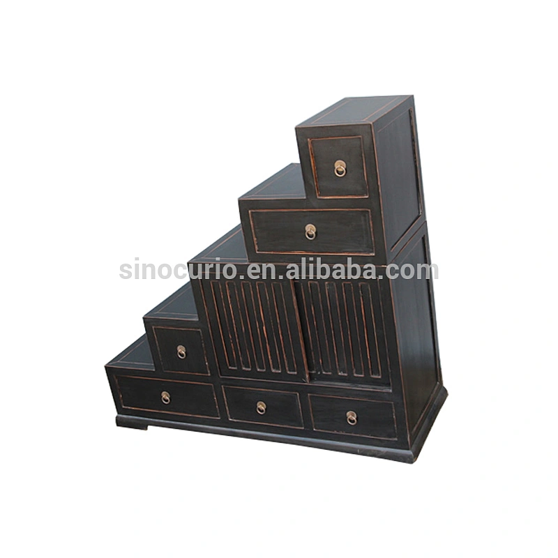 Chinese antique furniture L Straight Wooden Staircases Storage Cabinet