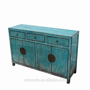 Antique furniture mongolia painted wooden cabinet S9