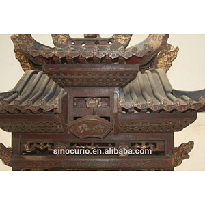 Antique oriental hand carved solid wood Buddha Niches