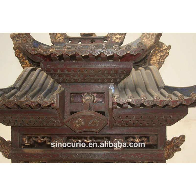 Antique oriental hand carved solid wood Buddha Niches