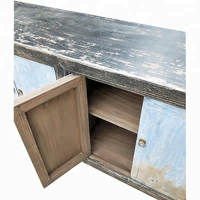Recycle wood furniture antique distressed cabinet