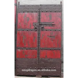 Antique chinese rustic painting solid wood door
