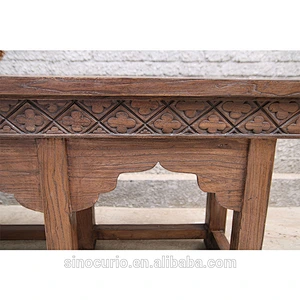 Reproduction Chinese vintage hand carved solid wood pine furniture living room benches