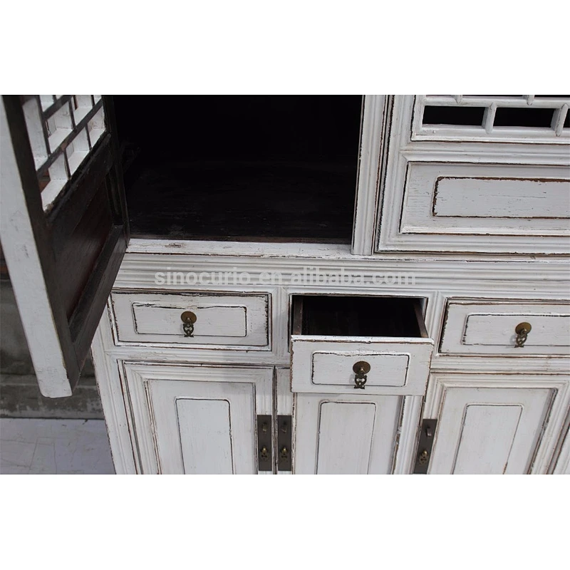 shabby chic kitchen cabinet Solid Wood Carving Antique Furniture