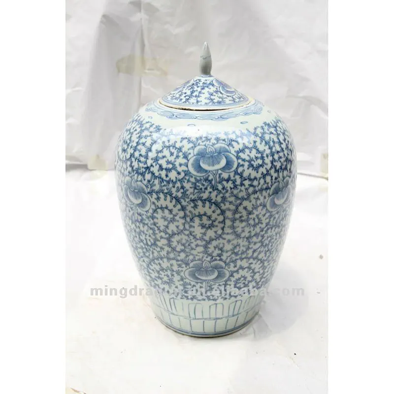 Chinese antique blue& white flower ceramic porcelain