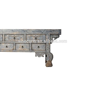 Oriental reproduction rustic distressed bleached console table