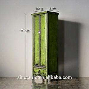 Chinese Antique Wooden Tall Thin Storage Wardrobe Cabinet