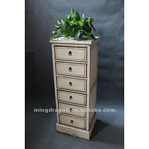 Chinese antique furniture pine wood shanxi six drawer white cabinet