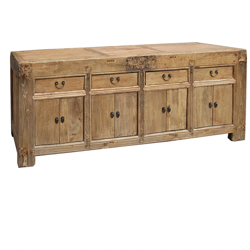 Chinese Antique Reclaimed Wood Kitchen Sideboard Recycled Wood Polished Natural Furniture