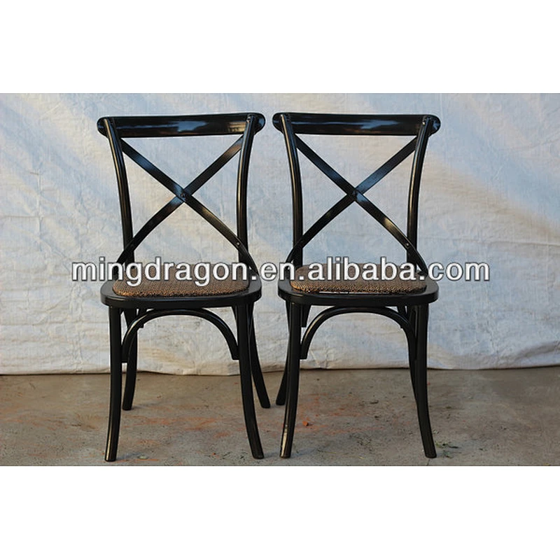 birch wood antique style cross back wedding dining chairs in dining room
