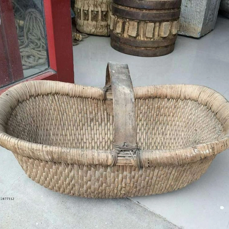 chinese natural antique woven rattan basket