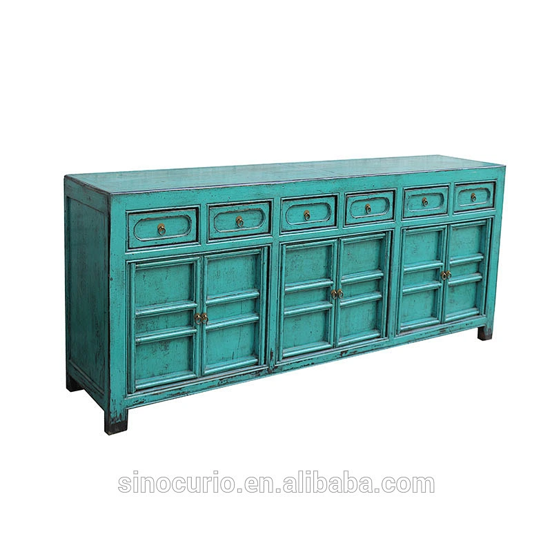 Vintage Reproduction Asian Chinese antique lacquered furniture solid wood buffet