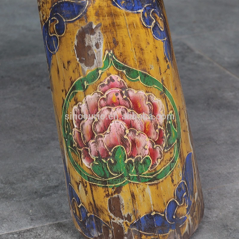 Chinese antique solid wood stool hand painting bench Bed stool