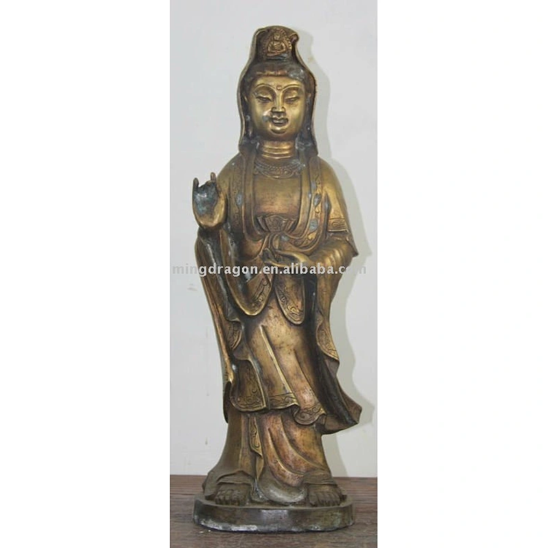 antique golden bronze Guanyin