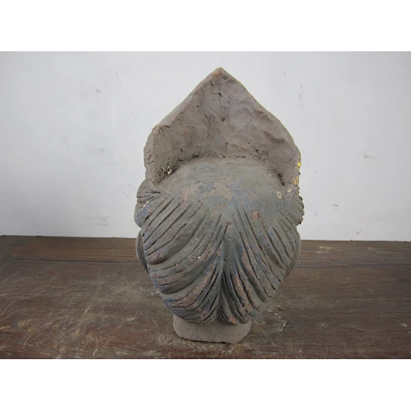 Antique mud hand carved buddha head sculpture
