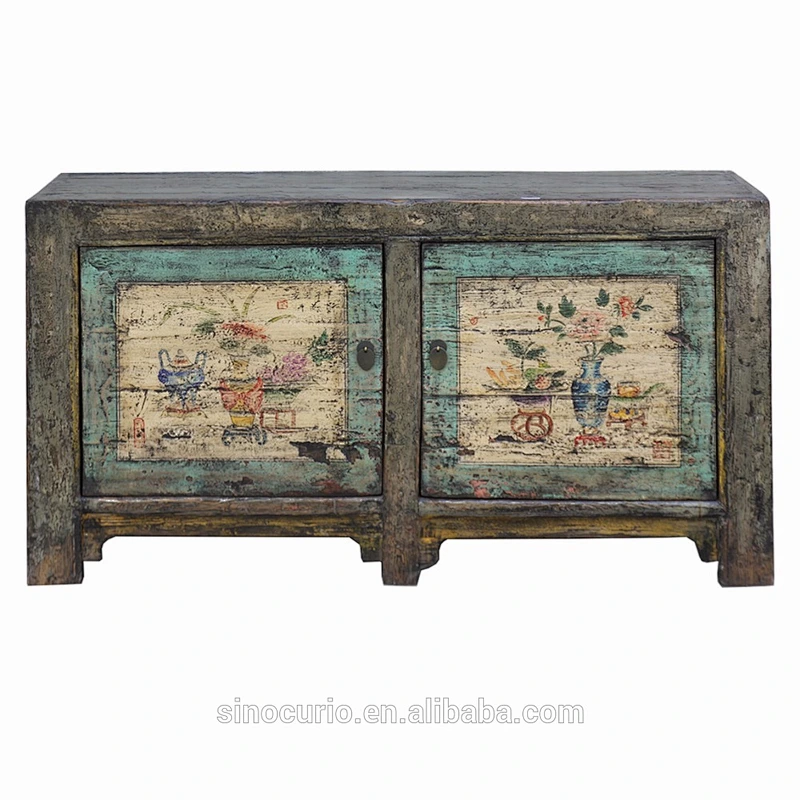 Chinese antique style furniture hand painted living room Mongolia cabinet