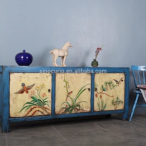 Chinese Antique furniture living room sideboard cabinet hand painting tv cabinet