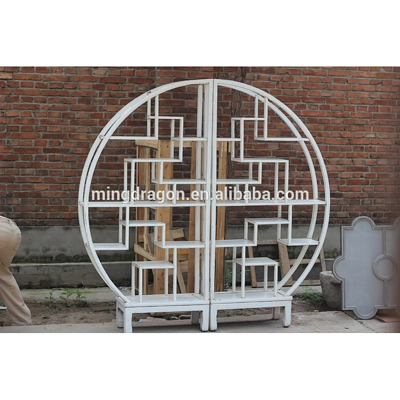 Chinese antique white antique-and-curio shelves