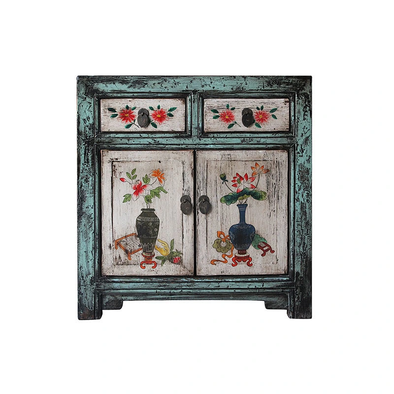 Chinese painted night stands- reproduction hand paint bedside tables