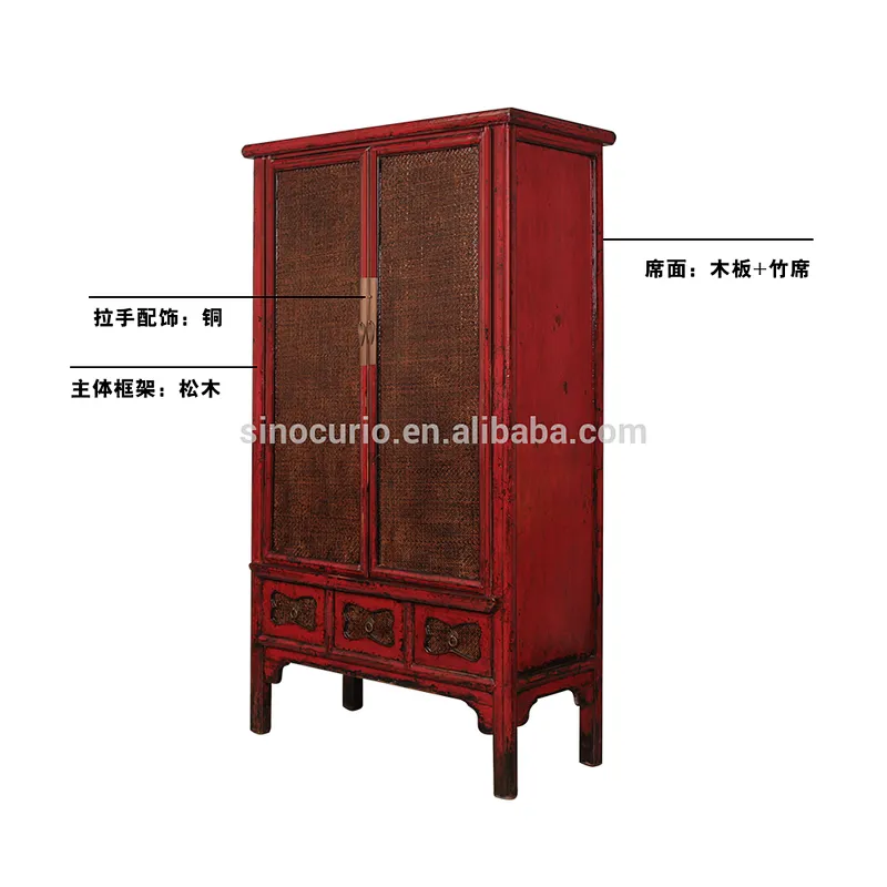 Chinese wooden antique sideboard cabinet furniture distress painted finish