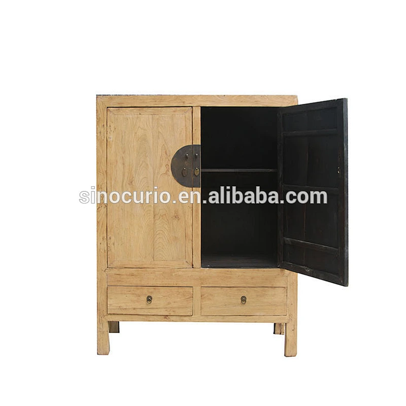 Chinese Distressed Raw Tall Cabinet Armorie Wardrobe wooden cupboards designs of bedroom