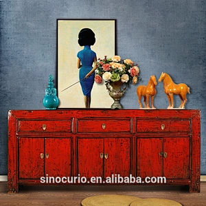 Chinese Antique Shanxi Red Cabinet with Drawers