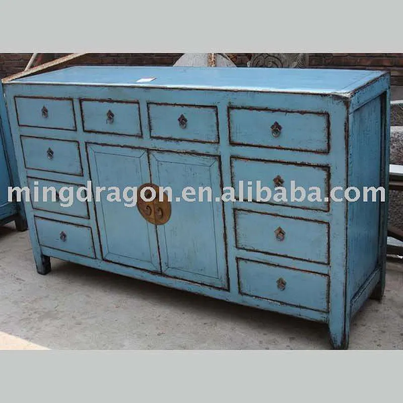 chinese antique ten drawer two door cabinet