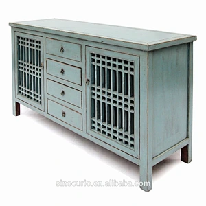 Chinese antique high gloss lattice wooden door sideboard kitchen cupboards